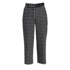 Akris Punto Ford Grid Plaid Pants Jacquared Cropped Pant Belted 6 EUC